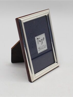 Tizo Design Sterling Silver and Wood Picture Frame, Easel Back